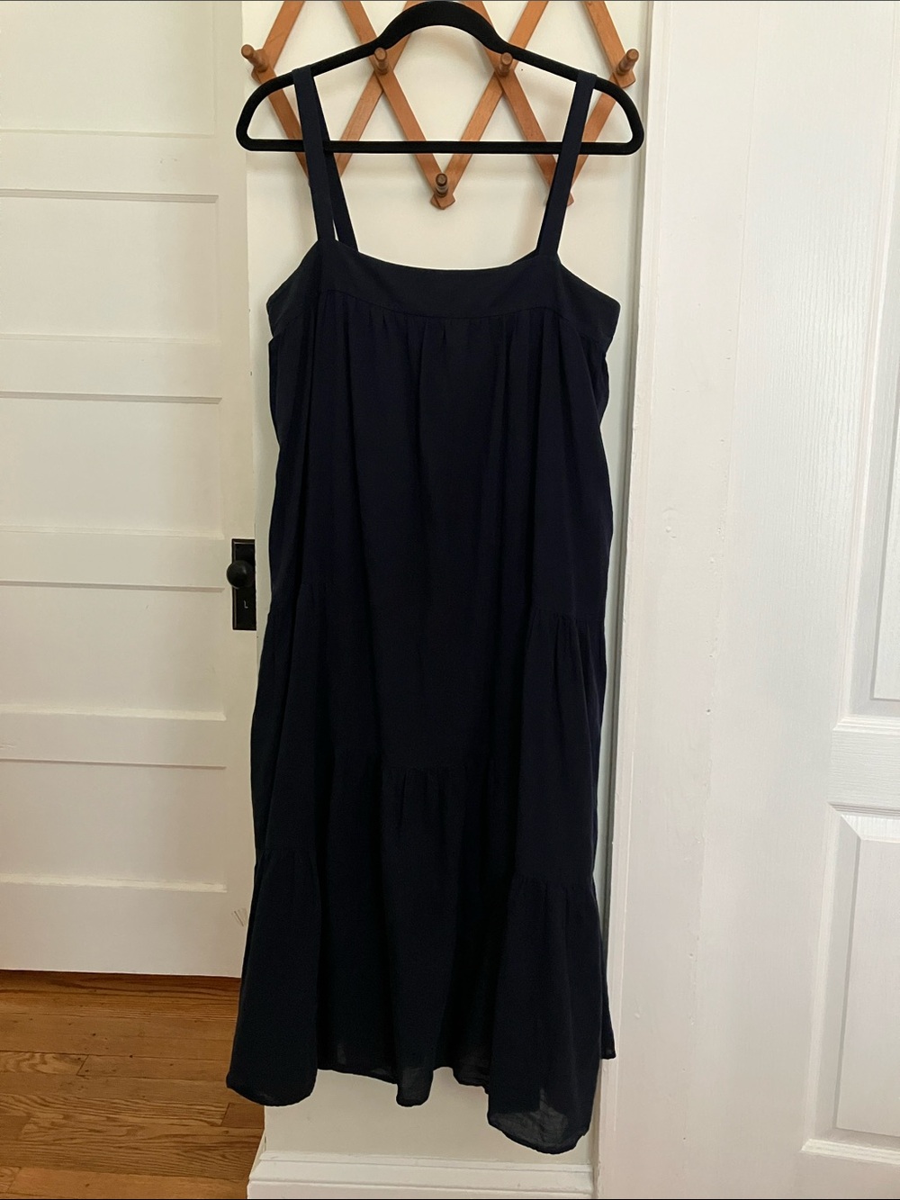Women's Navy Blue Tiered Sundress with Straps